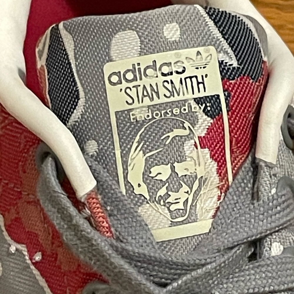 Adidas Stan Smith Floral Art Red and Gray Poppy Sneakers - Picture 11 of 11